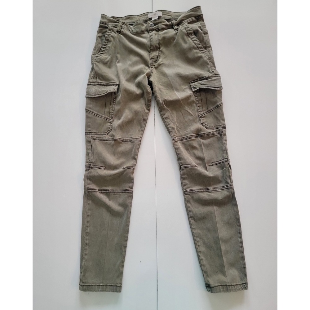H&M LOGG Women Olive Green Skinny Cargo Pants Utility Slim Fit Size 10 0613666 9